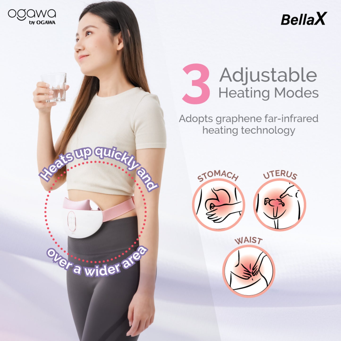 Bellax Slimming & Heating Belt with Vibration (OM 1130) – Rose White